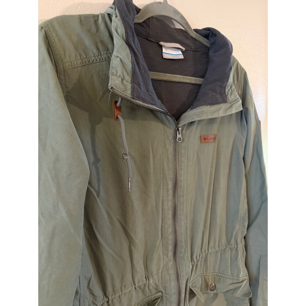 Columbia Womens Sage Green Utility Field Jacket Hooded Full Zip Anorak Large - Picture 2 of 10